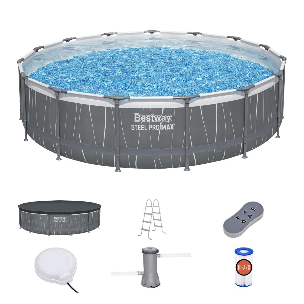 Bestway Steel Pro MAX 15' x 42 Round Above Ground Pool Set with LED Light