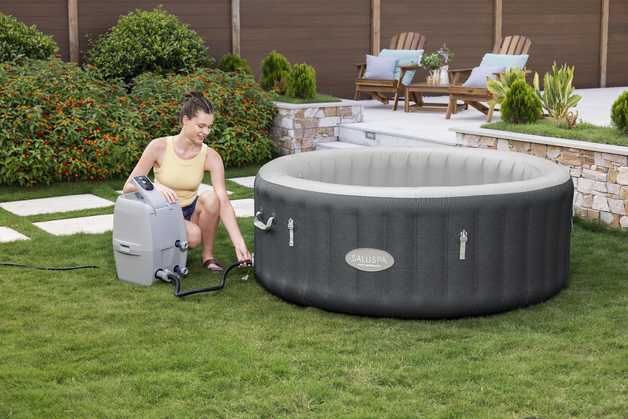 SaluSpa Hot Springs Energy-Efficient AirJet 2-4 Person Inflatable Hot Tub - Image 12