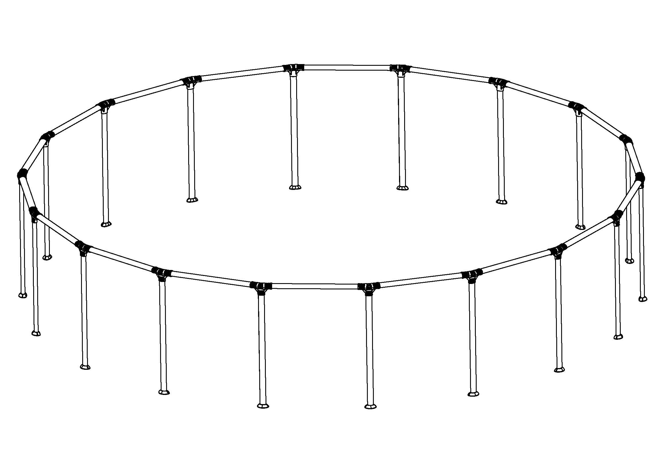 Steel Pro MAX 18' x 48 Above Ground Round Pool Frame Set Replacement. Gray (Footings and T-Connectors)