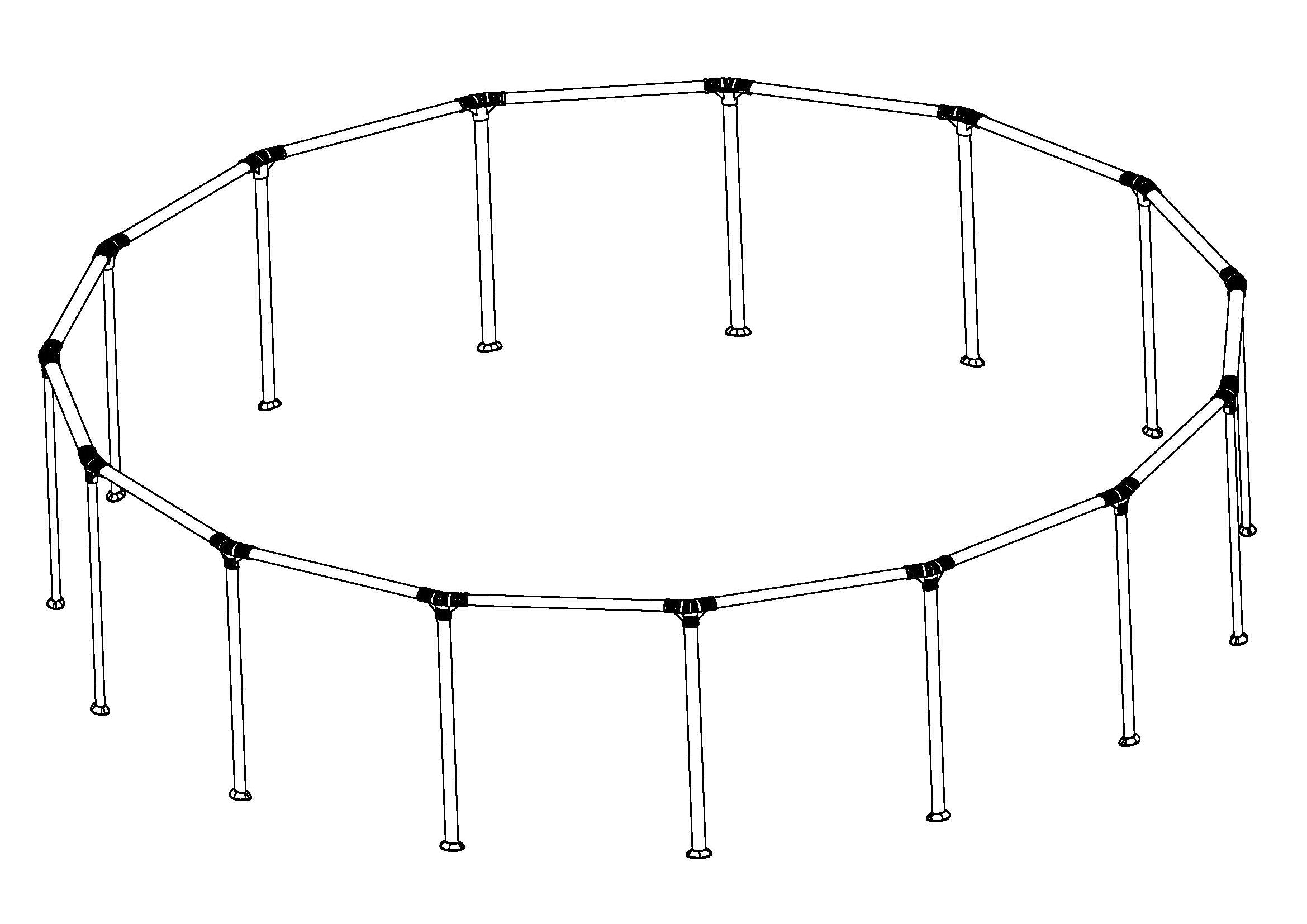 Steel Pro MAX 15' x 42 Above Ground Round Pool Frame Set Replacement. Gray (Top Rails and Vertical Legs)