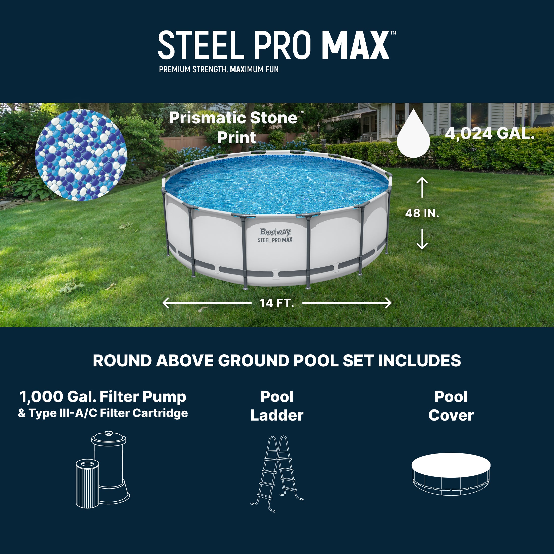 Bestway Steel Pro MAX 14' x 48 Above Ground Pool Set Round - Image 3