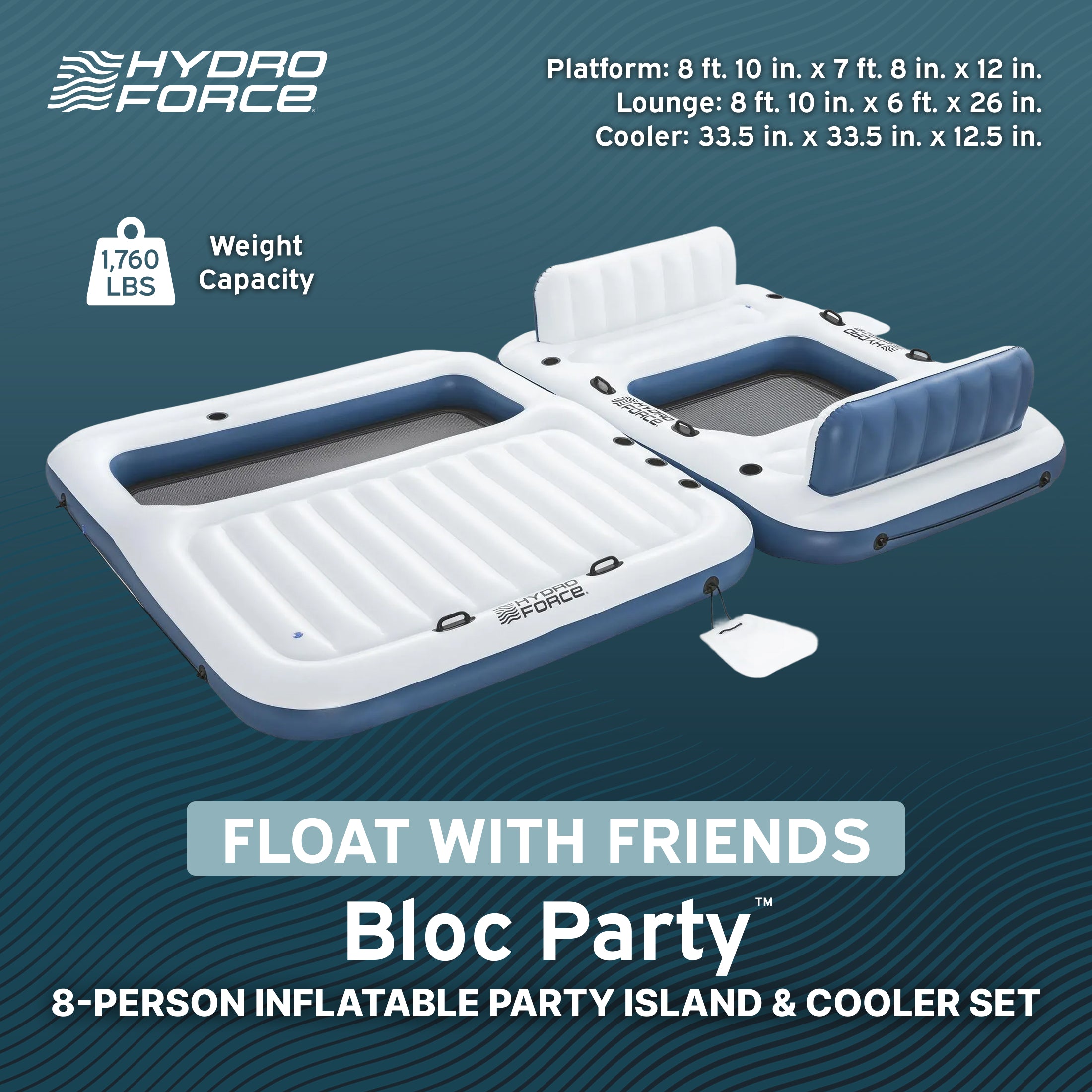 Hydro Force Bloc Party 8-Person Modular Inflatable Party Island and Floating Cooler - Image 2