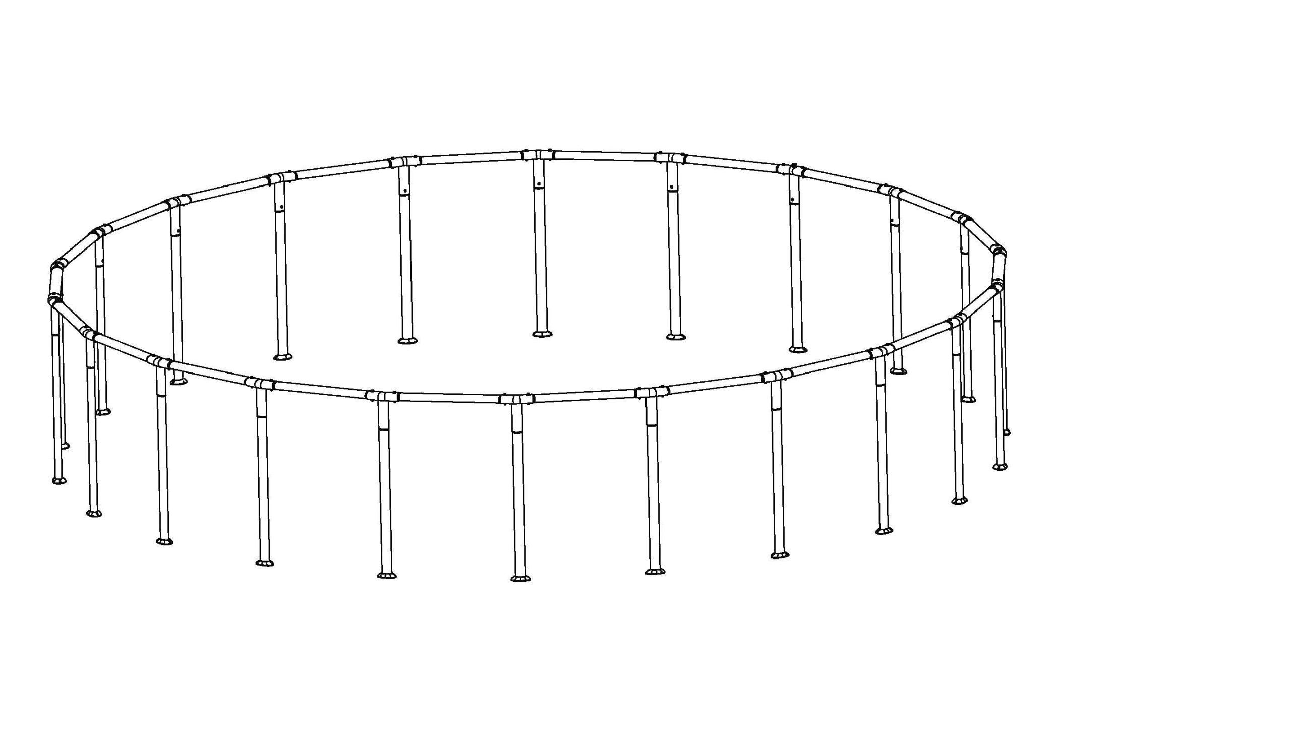 Coleman Power Steel 22' x 52 Above Ground Round Pool Frame Set Replacement. Silver (Top Rail and Vertical Legs)