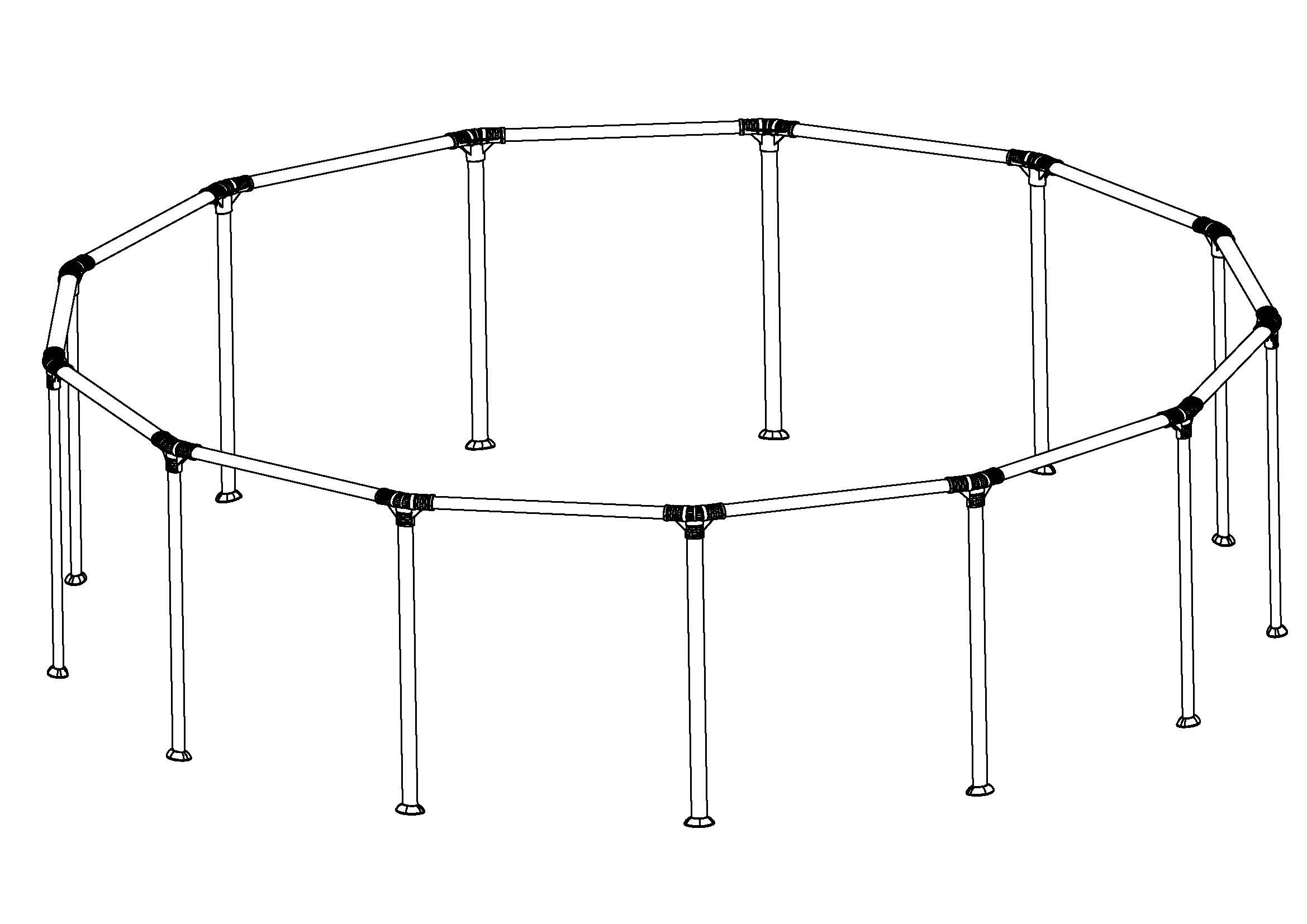 Power Steel & Steel Pro MAX 13' x 42 Above Ground Round Pool Frame Set Replacement. Gray (Top Rails and Vertical Legs)